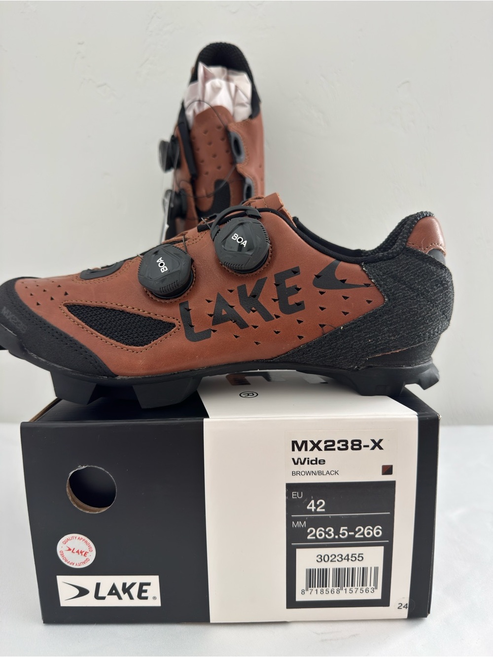 Lake MX238-X Wide MTB Cycling Shoes 42 Brown